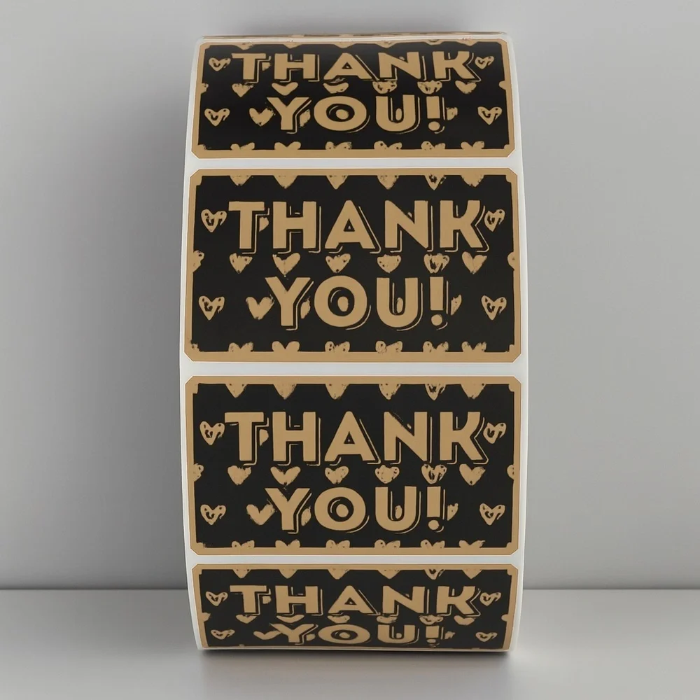 Thank You Stickers with Hearts – Cute Packaging Labels for Small Business Orders